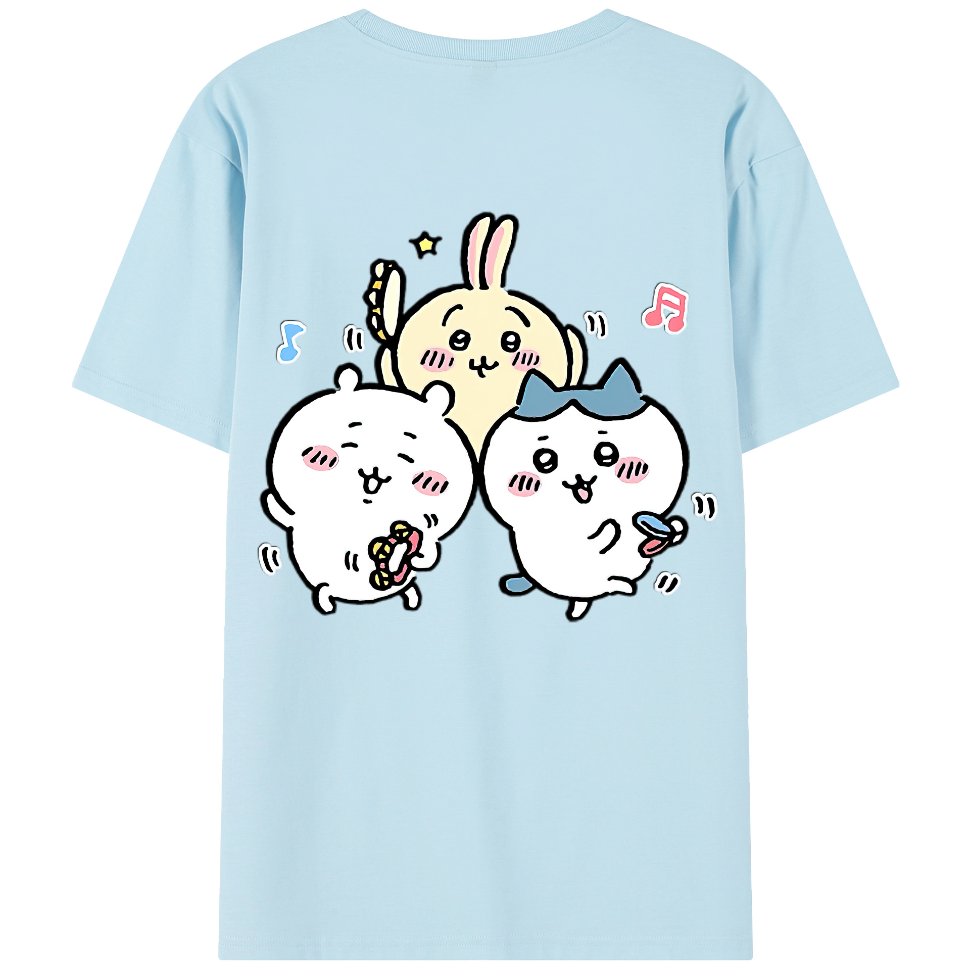 （画像用） ちいかわ ハチワレ Chii-kawa hachiware 綿100％半袖Tシャツ（背面プリント）
